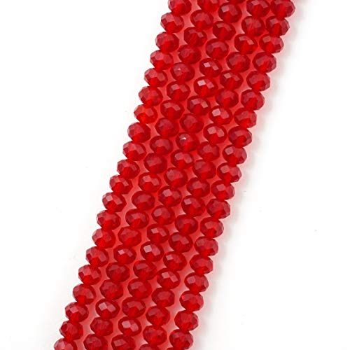 Image of 350pcs Czech Faceted Rondelle Crystal Glass Beads 8mm Bulk Siam Red