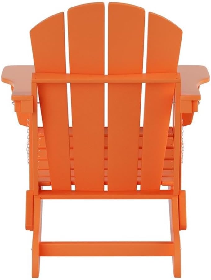 Costaelm Outdoor Folding Chair, Outdoor Seating Folding Firepit Chairs, All Weather Poly Adirondack Chair for Deck Backyard Garden Lawn Pool Patio, Orange