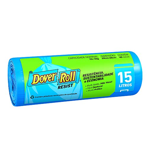 Dover-Roll Resist! 15L Azul, Rolo com 40 Sacos para Lixo