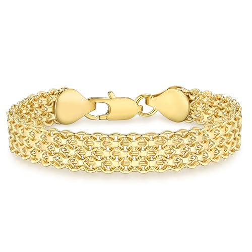 14K Gold 10mm Mesh Chain Link Bracelet | Gold Bracelets For Women | Jewelry Gift