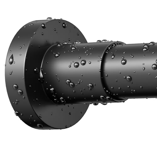YNL Black Shower Curtain Rod 32-94 Inch(2.7-7.8ft), Non-Slip, Never Rust, Stainless Steel No Drill Spring Tension Shower Rod, Adjustable Long Curtain Rod for Bathroom Window Patio