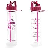 30oz Motivational Bottle Fitness Workout Sports Water Bottle with Unique Timeline | Measurements | Goal Marked Times For Measuring Your Daily Water Intake, BPA Free Non-toxic Tritan (pink)