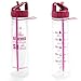 30oz Motivational Bottle Fitness Workout Sports Water Bottle with Unique Timeline | Measurements | Goal Marked Times For Measuring Your Daily Water Intake, BPA Free Non-toxic Tritan (pink)