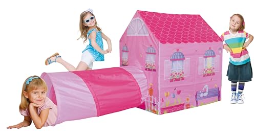 Mima Toys - Pink Cottage Play House with Play Tunnel