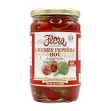 Flora Foods Hot Red & Green Cherry Peppers - 24.3 Oz Jar - Imported from Italy