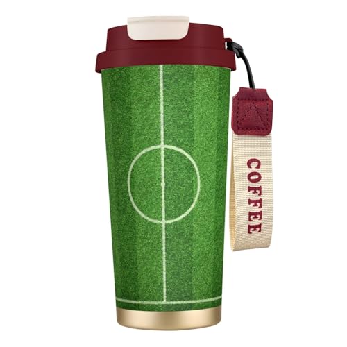 タンブラー サッカー場 緑 グリーン マグボトル コーヒーカップ 水筒 保温 保冷 ウォーターボトル 蓋付き ストロー付き 直飲み おしゃれ プレゼント