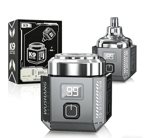 Mini Rasierer Elektrischer Herren mit LED-Anzeige, 2 in 1 Professionelles Barttrimmer und Nasenhaartrimmer, IPX7 Nass-Trockenrasierer, 60 Min. kabellose Laufzeit - Schwarz