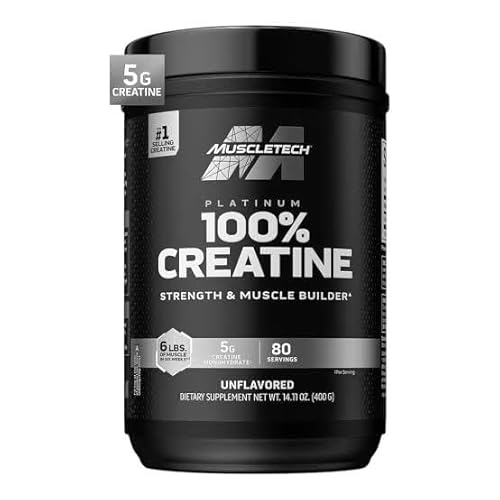 Muscletech Creatine Monohydrate Powder, Platinum Pure - Unflavored Micronized Creatine Powder for Men & Women - Workout Supplements for Performance, Muscle Recovery & Builder - (80 Servings)