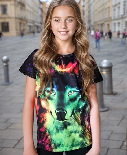 Weecreeture Boys Shirts 3D Graphic Tee Shirt Neon Colorful Print Shirts for Boys and Girls 4-14 Years4