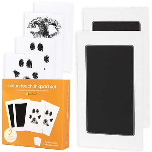 Pearhead Paw Print Clean-Touch Ink Pad Mess Free Inkless Pet Impression Kit Safe for Cats and Dogs Pawprint Keepsake Pack of 2