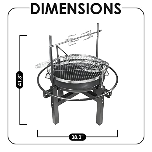 Amazing Choice 26Inch Fire Pit And Grill With Removable Cooking Swivel Bbq Grill Circular Shaped With Safety Ring For Kids. Charcoal + Wood Burning Pits For Patio Camping Backyard Deck Picnic Porch #TOP7