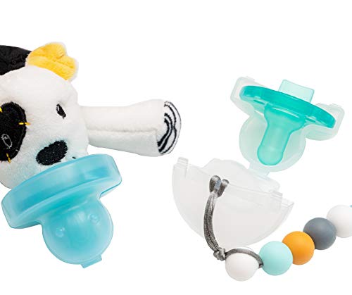 The Keepsie Pacifier Cover – Compatible with Pacifiers, Paci Clips & Plush Attachments | BPA-Free Travel Case (Blue & Clear, 2-Pack)