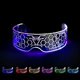 QILUCKY sieben Farben und fünf Modi LED-Licht emittierende Brille sich für DJ, Party, Konzert, Bar, Club, Halloween Karneval mit USB-Datenkabel
