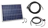 【GWSOLAR 50W太陽光パネル・延長5M・接続1.5Mケーブル ３点セット】（多結晶）１２ｖシステム蓄電 / キャンピングカー充電に最適：50W ソーラーパネル、MC4対応コネクター付延長ケーブル、10Aヒューズ付のバッテリ接続ケーブル、GWソーラーの 3点セット（GW-050C)