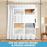 JILRON komplet zasłon działowych, idealny do mieszkań wynajmowanych, tymczasowych biur i apartamentów (1 biała zasłona: wys. 213 x szer. 270 cm, szyna: wys. 109-305 x szer. 89-254 cm)