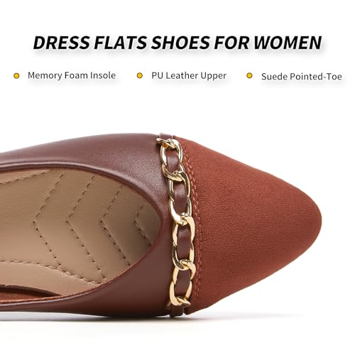 Image of BABUDOG Women's Black Flats Shoes,White Dress Shoes for Women,Crimping Faux Suede Ballet Flats Comfortable