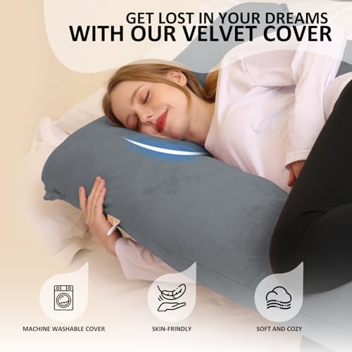 Chilling Home Schwangerschaftskissen, U Form Seitenschläferkissen mit Bezug U Kissen Stillkissen groß Lagerungskissen, Kissen für Frauen und Seitenschläfer(Schwarz Blau)
