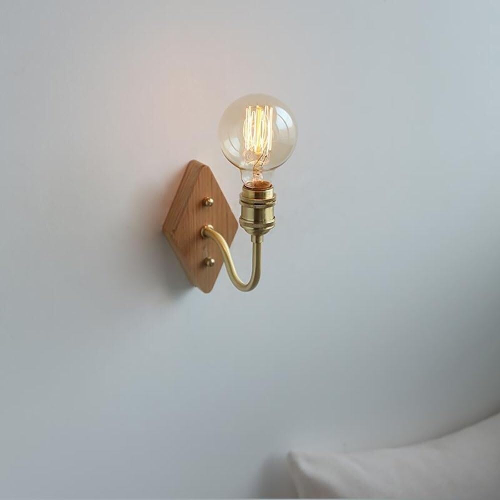 SXECAEPS Wall Lantern Modern Wood Lamp Metal Shade Light Stairway Decor Sconce for Bedroom Bedside Living Room Study Corridor Entryway Restaurant Mounted Lamp(Wood)
