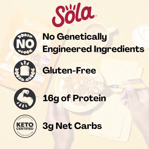 Sola Low Carb & Keto Friendly Granola, Vanilla Almond - Low Sugar, Naturally Flavored, Gluten Free & No Artificial Colors, Flavors or Preservatives, 11 OZ Pouch (Pack of 1)
