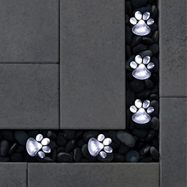 Paw Print Solar Lights ¨C Solar String Lights Outdoor Waterproof LED (Set of 8), Dog Cat Decorative Lamp, Pet Print Path Lights, Vibrant Garden Solar Lights, Gifts for Pet Lovers(Cool White Paw Print)