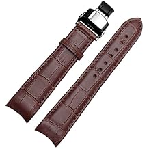 Curved end Men watchband Straps for BL9002-37 05A BT0001-12E 01A Brand Watch Genuine Leather with Butterfly Buckle 20 21 22mm Color Brownx Black Clasp, Size 20mm