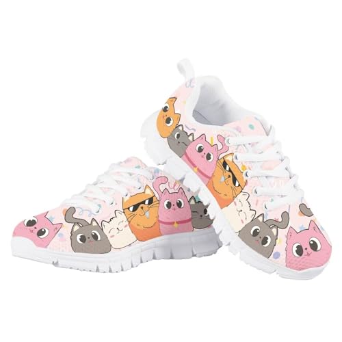 Boys Girls Sports Tennis Shoe Lace Up Casual Sneaker Lightweight Breathable Athletic Running Shoes for Little Big Kids US 11-5