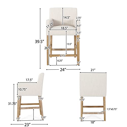 Christopher Knight Home Armga Upholstered 26 inch Counter Stool - Beige/Weathered Brown by Christopher Knight Home - Image 4