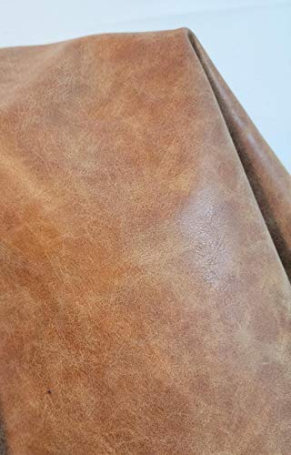 NAT Leathers | Blonde Distressed Soft Leather Upholstery Fabric (Peta Approved Vegan) | 2 yards (72 x 54 inches wide) cut by The yard | Synthetic Smooth PU Pleather 0.9 mm | (72" x 54")