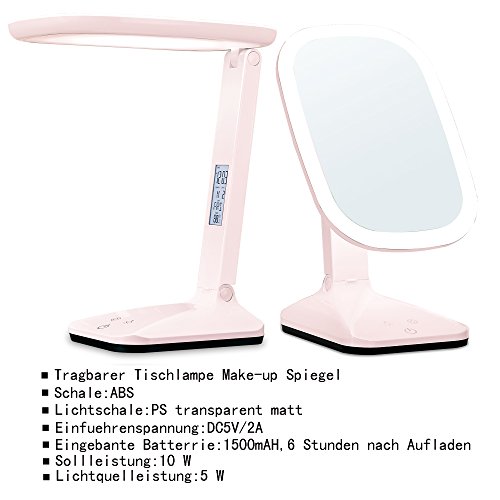 Preisvergleich Produktbild Tischspiegel mit LED Licht Schminklicht Spiegel Schminktisch Lampe Rosa JL85