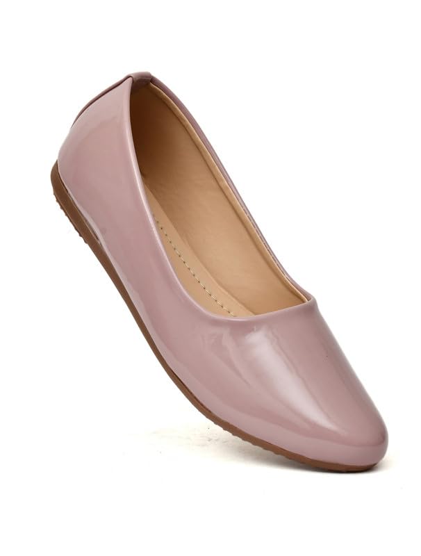 Image of MISS London Women's Bellies | Patent Leather Flats for Casual & Office Wear | Stylish & Comfortable | TPC Sole