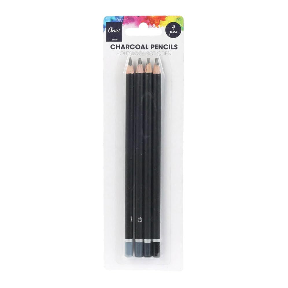 Charcoal drawing pencils set of 4x pieces - children/adults