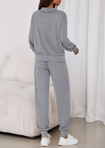 PRETTYGARDEN Women's Fall 2 Piece Lounge Sets Zip Up Sweatshirt Jogger Pants Sweat Track Suits Travel Outfit Winter Clothing