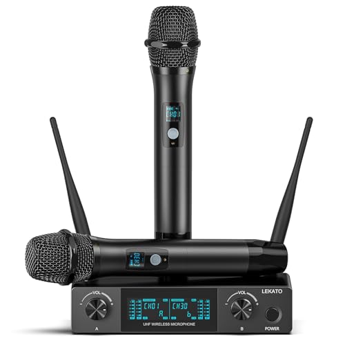 Lekato Wireless Microphone System, Lekato Professional Wireless Microphone Metal Uhf Cordless Dual Handheld Microphone System Set, Plug And Play Dynamic Mic For Home Ktv thumb #8