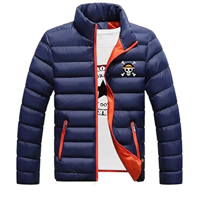 WANHONGYUE Anime One Piece Monkey D Luffy Down Jacket Chaqueta De Plumas para Hombre Invierno Abrigo Outerwear Puffer Coat Azul Marino/3 XL | Ya disponible en tu tienda friki favorita! En mundofriki.es!