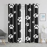 Blackout Curtains Paw Print Seamless Vector Background Curtains Thermal Insulated Blackout Window...