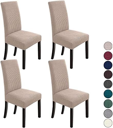 NORTHERN BROTHERS Dining Chair Covers Stretch Chair Covers Parsons Chair Slipcover Chair Covers for Dining Room Set of 4, Khaki