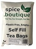 Spice.Boutique Biodegradable White Paper Self Fill Teabags, Plastic Free, Drawstring, 6x8cm, 200