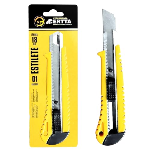 Kit Estilete Profissional 18mm Ergonômico Com Trava Giratória + 10 Lâminas