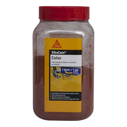 SIKA - Colorant en poudre pour ciment/chaux/plâtre - SikaCem Color Rouge - Couleur uniforme - Résistant aux UV - Ne modifie pas le temps de prise des mortiers - Dosage facile - 800g