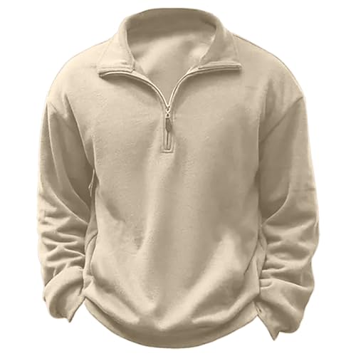 Mens Sweatshirts 1/4 Zipper Stand Collar Long Sleeve Pullover Tops Fall Winter Solid Casual Athletic Sweater Tops2