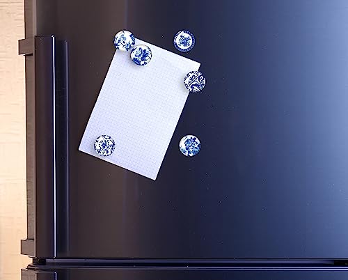 Imanes decorativos de vidrio Jolitee set de 6, diseño azul y blanco miniatura 4
