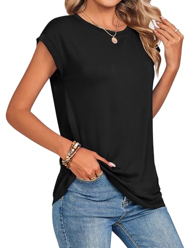 Image of Zeagoo Womens Tops Summer Casual Cap Sleeve Tshirts Shirts Business Dressy Spring Fashion Outfits Trendy Clothes