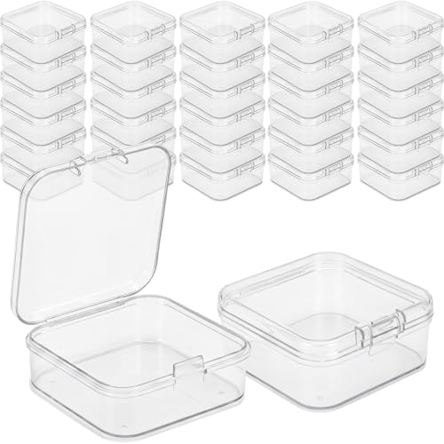 Image of Jetec 30 Pieces Mini Plastic Clear Beads Storage Containers Box for Collecting Small Items, Beads, Jewelry, Business Cards, Game Pieces, Crafts (2.9 x 2.9 x 1 Inch)