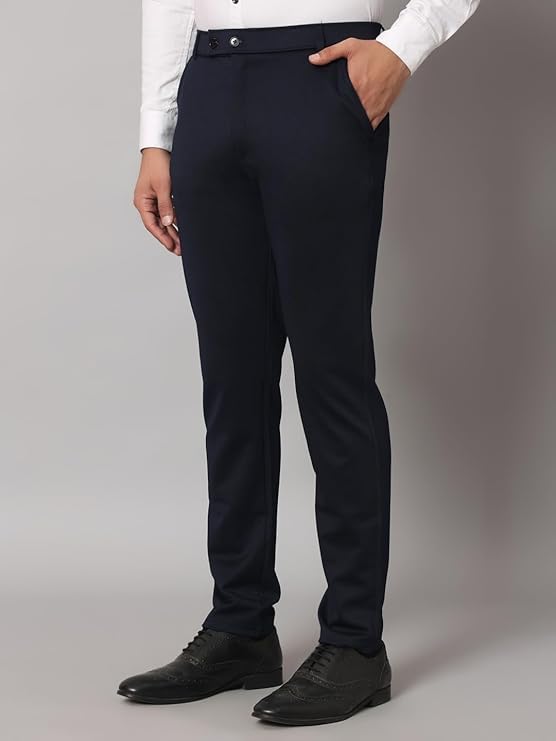 Image of Mehrang Men's Slim Fit Dress Pants, Formal Trousers with Side Pockets, (Pack of 2)