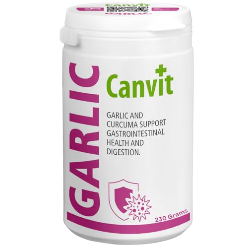 Canvit Knoblauchtabletten für Hunde & Katzen | Nahrungsergänzungsmittel Hunde mit Curcuma Unterstützung | Immununterstützung für Hund | Vitiman B12 Magen-Darm-Gesundheit und Verdauungsunterstützung |