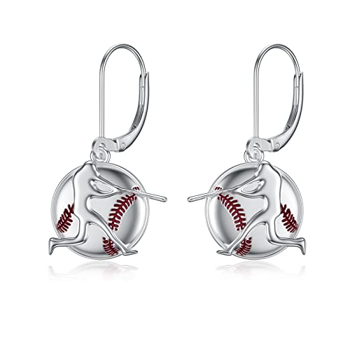 Dorunmo Baseball Earrings 925 Sterling Silver Softball Leverback Earrings Baseball Mom Earrings Softball Fan Jewelry Baseball Player Christmas Gifts For Women Girl Fan (With Gift Box) #TOP27