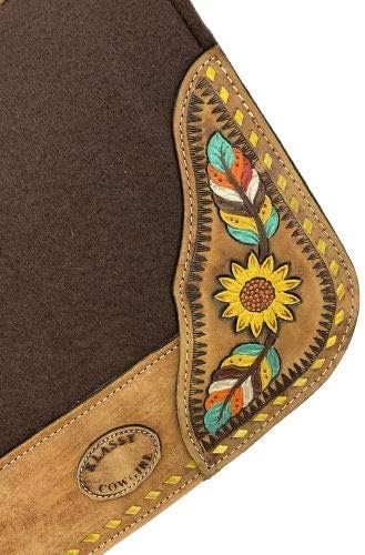 28" x 30" Barrel Style Felt Saddle Pad w/Painted Feather & Sunflower