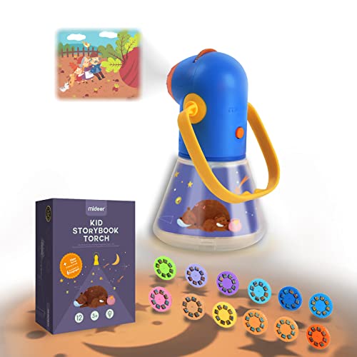 MiDeer Light Projector Moonlight Story Projector Kids Storybook Torch Storybook Projector with 12pcs Story Reels Toddler Flashlight Toys with 12 Classical Fairy Tale Birthday Gift for Age 3 4 5