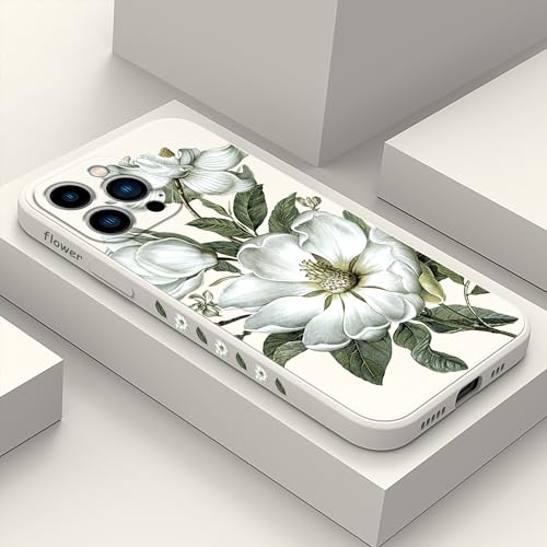 Coque iPhone 13 Pro silicone liquide motif floral tendance