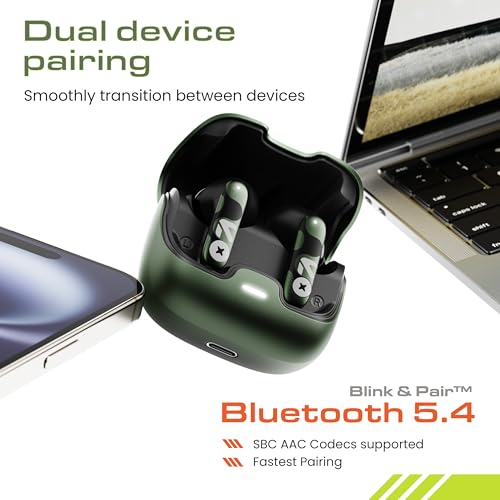 Image of GOBOULT Z40 Pro v2.0 in Ear Earbuds with ANC, 100H Playtime, Amp App Support, Active Noise Cancellation, Quad Mic ENC, Dual Device Pairing, 13mm Driver, Bluetooth 5.4 Wireless (Jungle Green)